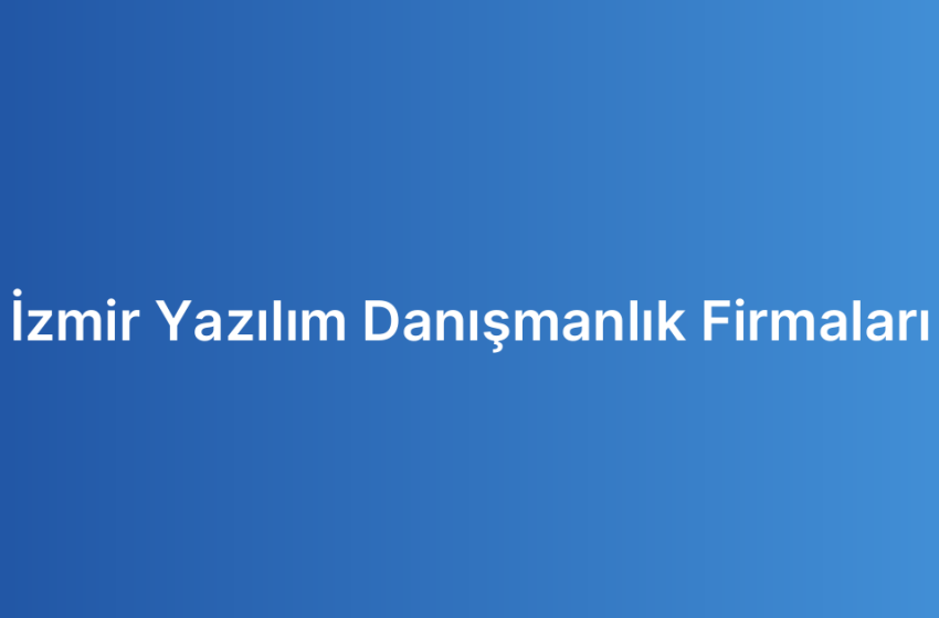 İzmir Yazılım Danışmanlık Firmaları