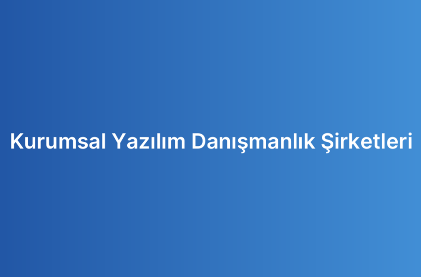Kurumsal Yazılım Danışmanlık Şirketleri