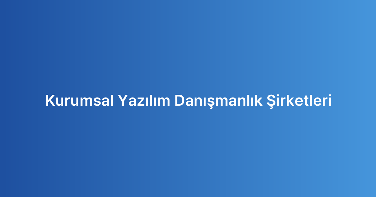Kurumsal Yazılım Danışmanlık Şirketleri