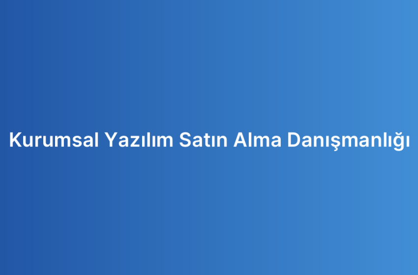 Kurumsal Yazılım Satın Alma Danışmanlığı