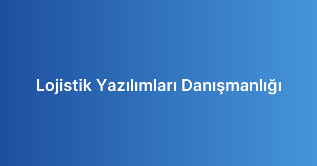 Lojistik Yazılımları Danışmanlığı