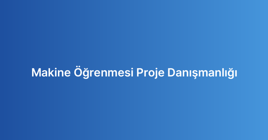 Makine Öğrenmesi Proje Danışmanlığı