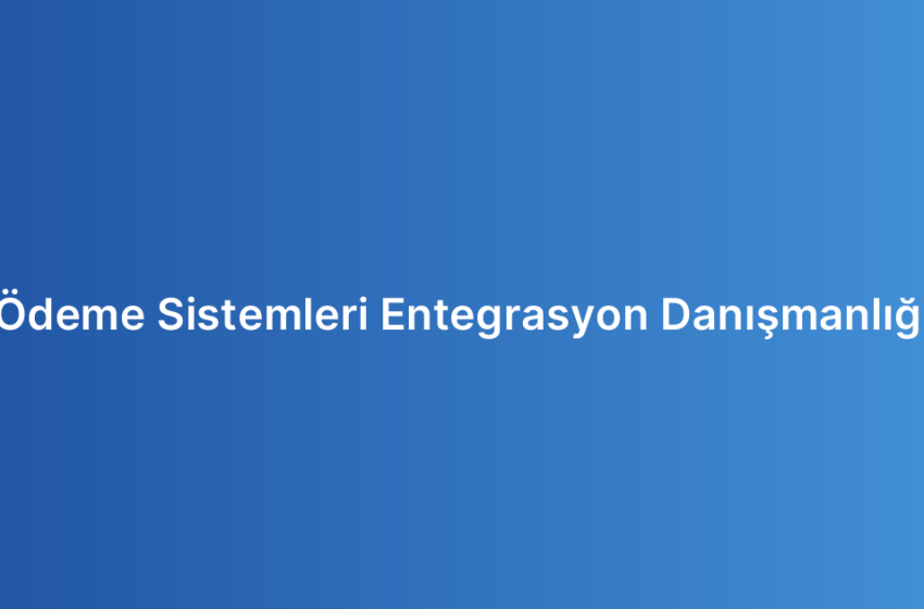 Ödeme Sistemleri Entegrasyon Danışmanlığı