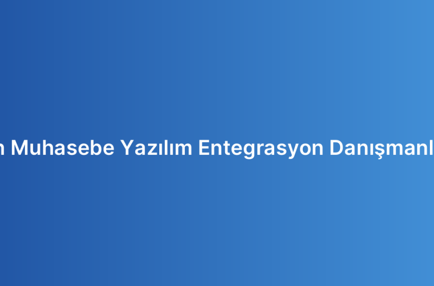 Ön Muhasebe Yazılım Entegrasyon Danışmanlığı