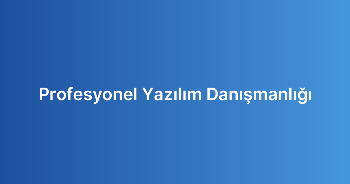 Profesyonel Yazılım Danışmanlığı