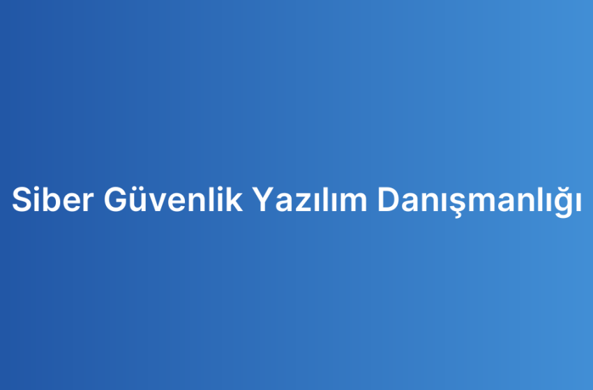 Siber Güvenlik Yazılım Danışmanlığı