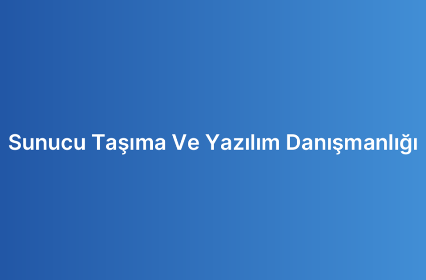 Sunucu Taşıma Ve Yazılım Danışmanlığı