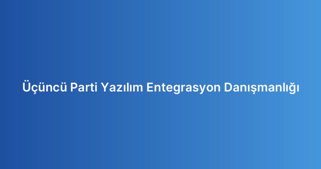 Üçüncü Parti Yazılım Entegrasyon Danışmanlığı