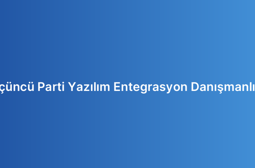 Üçüncü Parti Yazılım Entegrasyon Danışmanlığı
