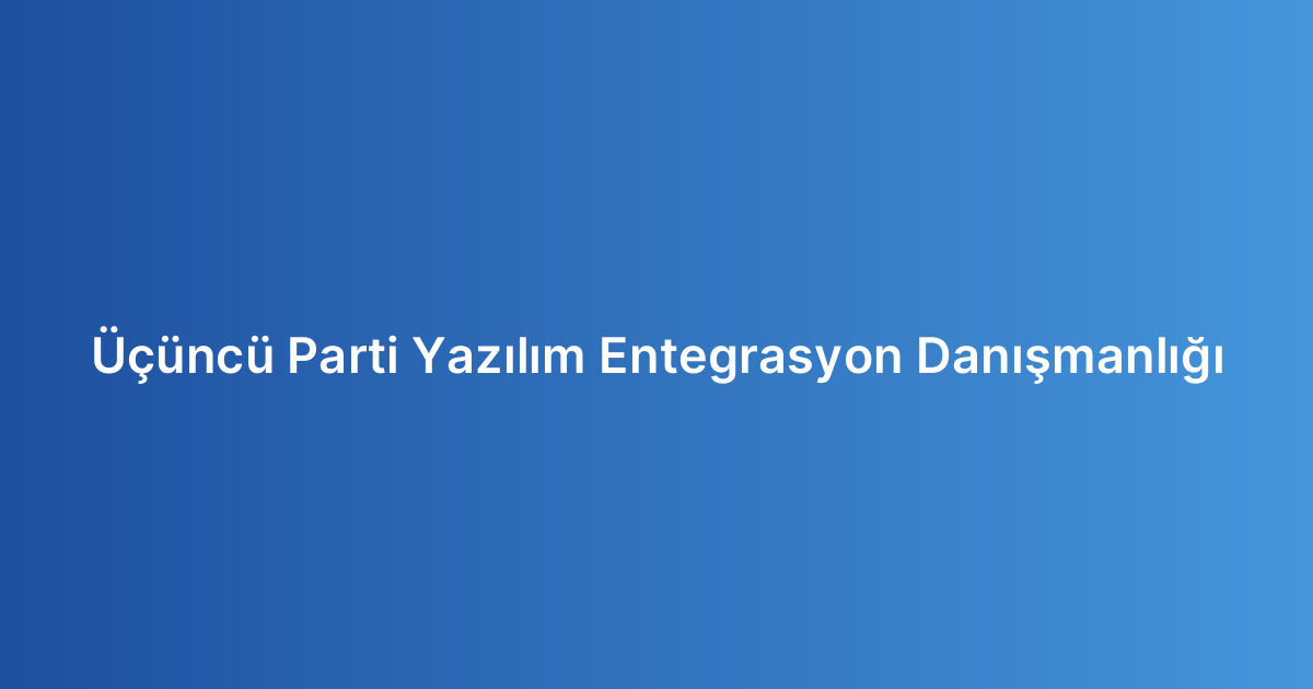 Üçüncü Parti Yazılım Entegrasyon Danışmanlığı