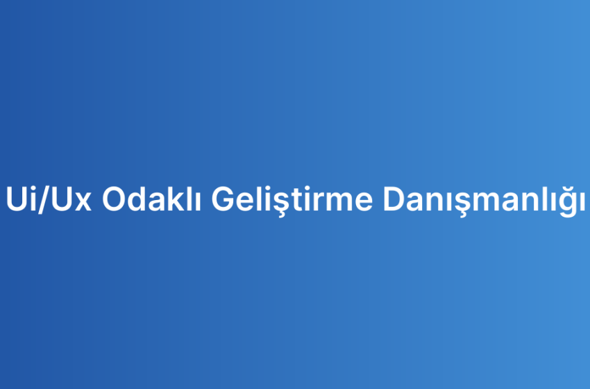 Ui/Ux Odaklı Geliştirme Danışmanlığı