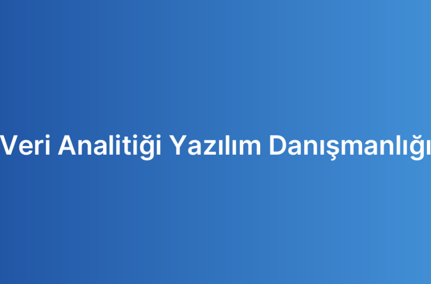 Veri Analitiği Yazılım Danışmanlığı