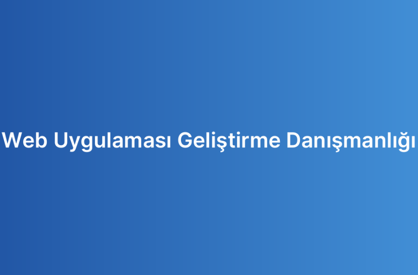 Web Uygulaması Geliştirme Danışmanlığı