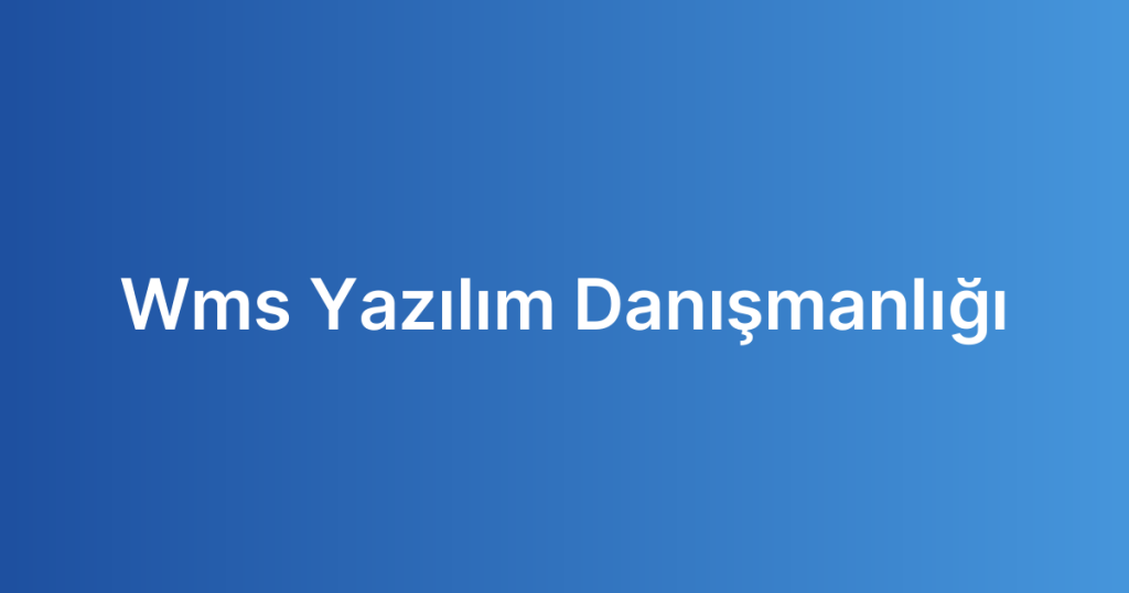 Wms Yazılım Danışmanlığı
