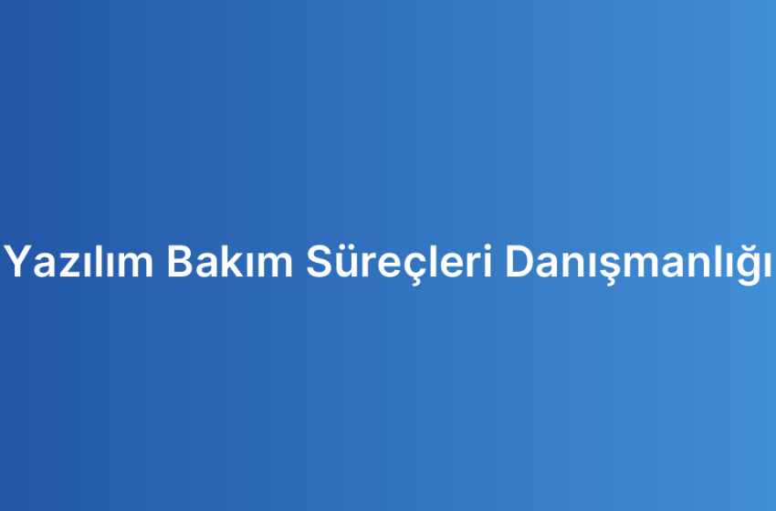 Yazılım Bakım Süreçleri Danışmanlığı