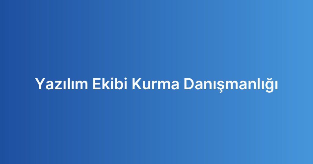 Yazılım Ekibi Kurma Danışmanlığı