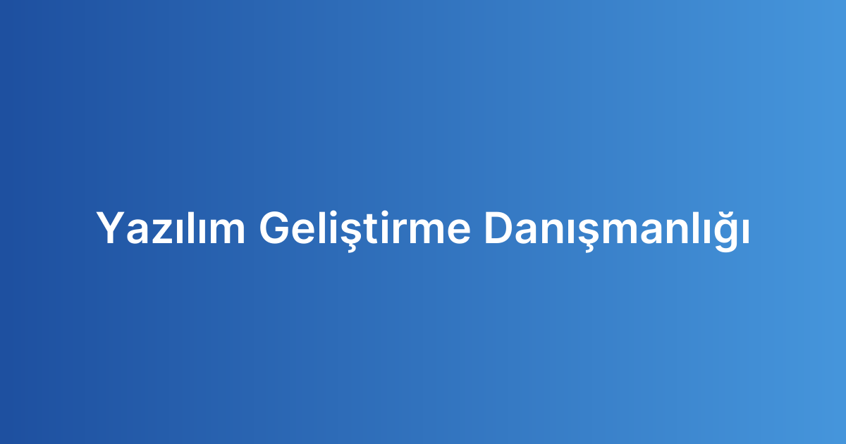 Yazılım Geliştirme Danışmanlığı