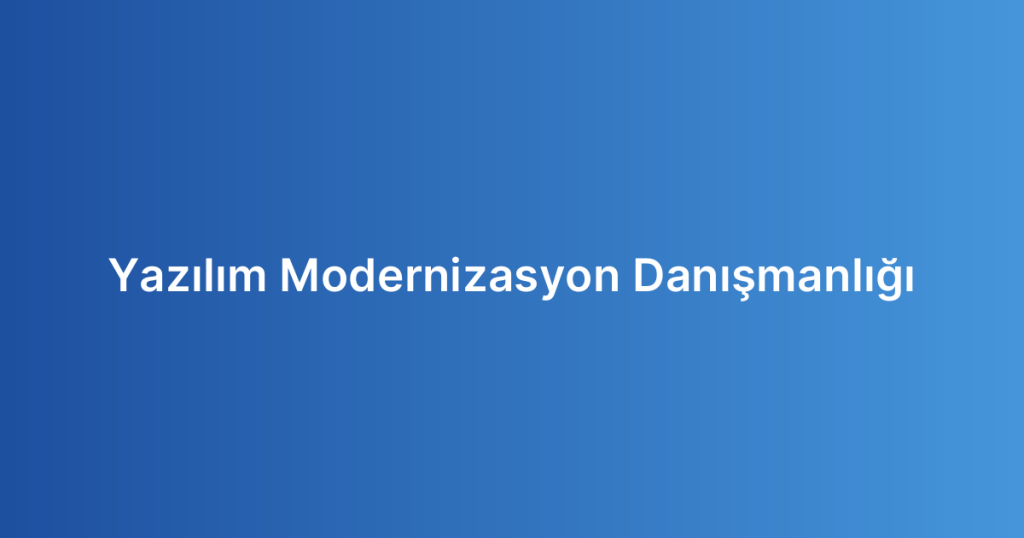Yazılım Modernizasyon Danışmanlığı