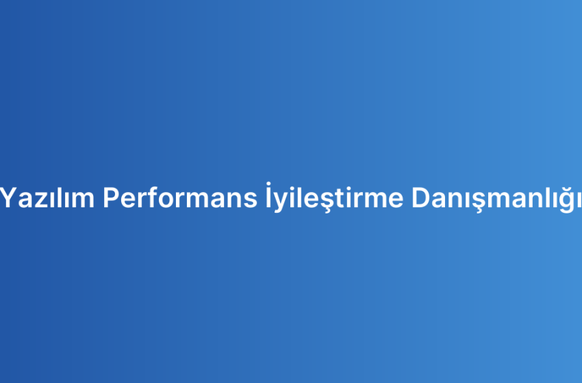 Yazılım Performans İyileştirme Danışmanlığı