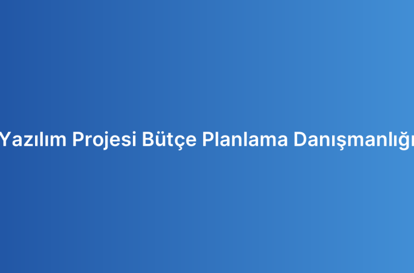 Yazılım Projesi Bütçe Planlama Danışmanlığı