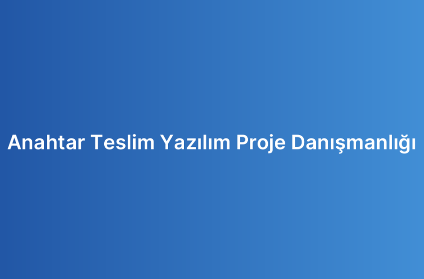 Anahtar Teslim Yazılım Proje Danışmanlığı