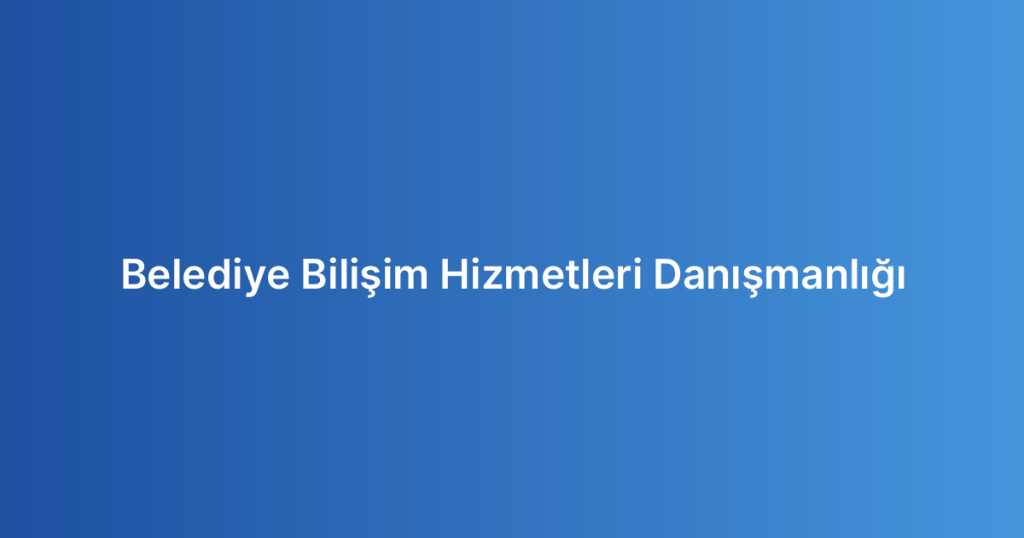 Belediye Bilişim Hizmetleri Danışmanlığı