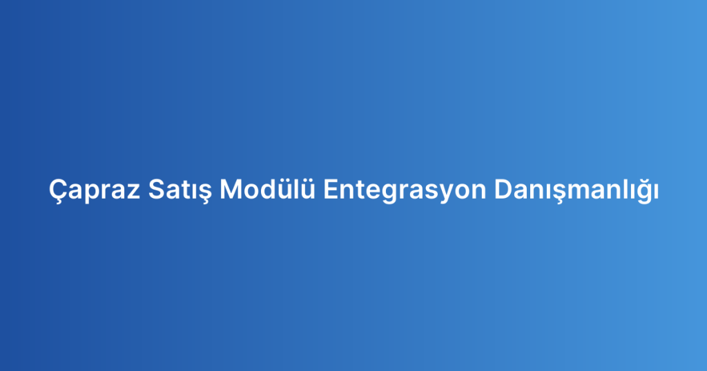 Çapraz Satış Modülü Entegrasyon Danışmanlığı