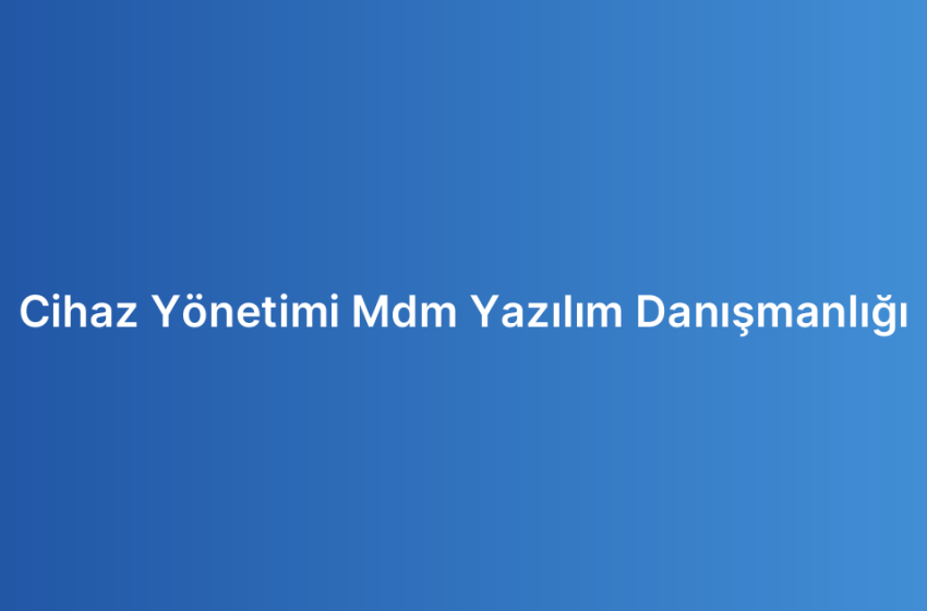 Cihaz Yönetimi Mdm Yazılım Danışmanlığı