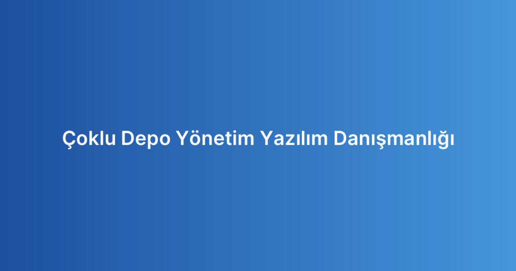 Çoklu Depo Yönetim Yazılım Danışmanlığı