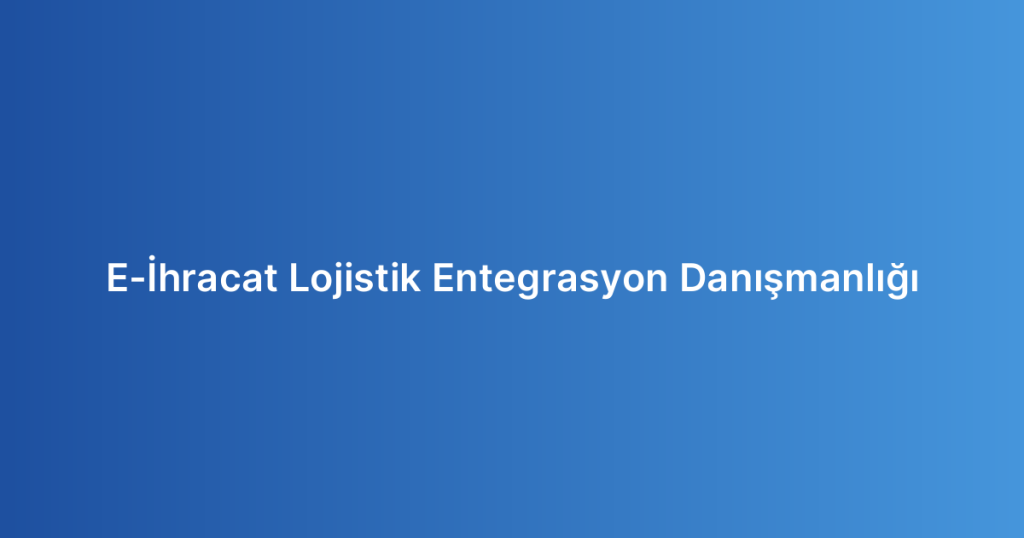 E-İhracat Lojistik Entegrasyon Danışmanlığı