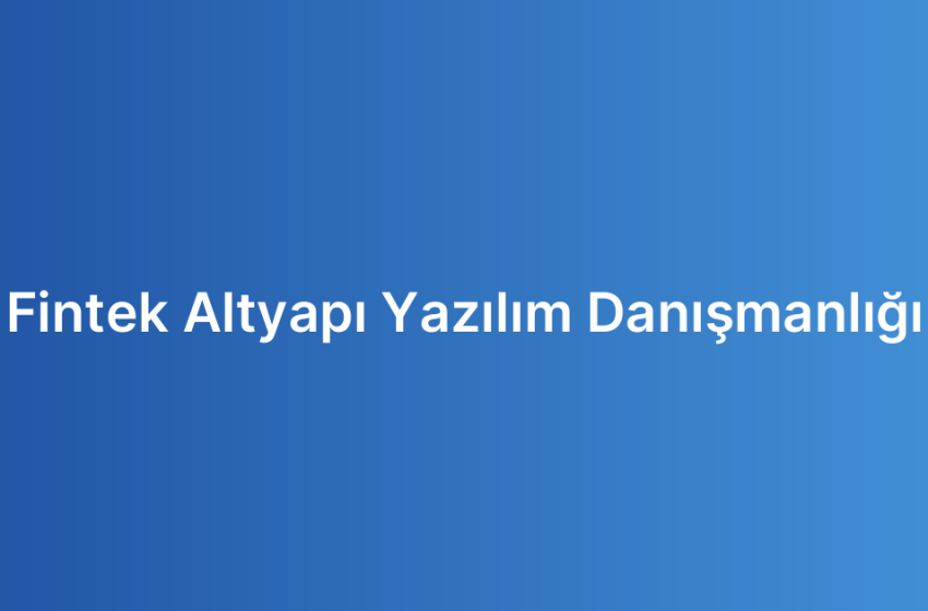 Fintek Altyapı Yazılım Danışmanlığı