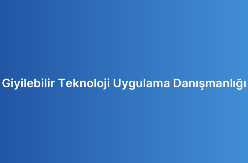 Giyilebilir Teknoloji Uygulama Danışmanlığı