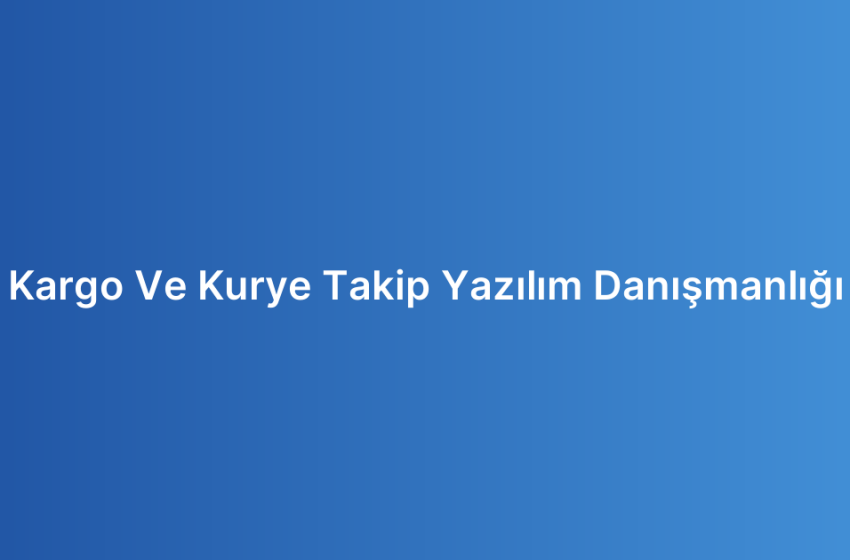 Kargo Ve Kurye Takip Yazılım Danışmanlığı