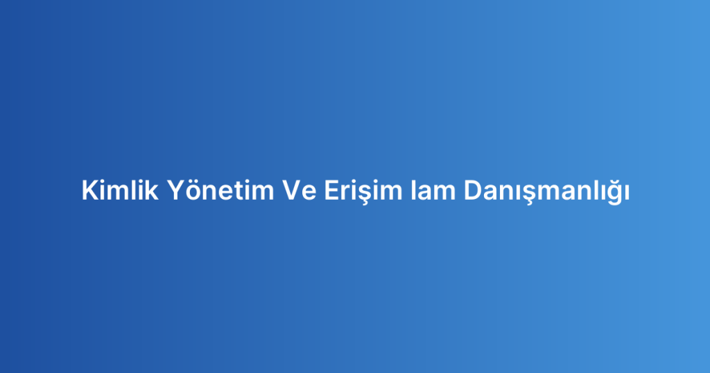 Kimlik Yönetim Ve Erişim Iam Danışmanlığı