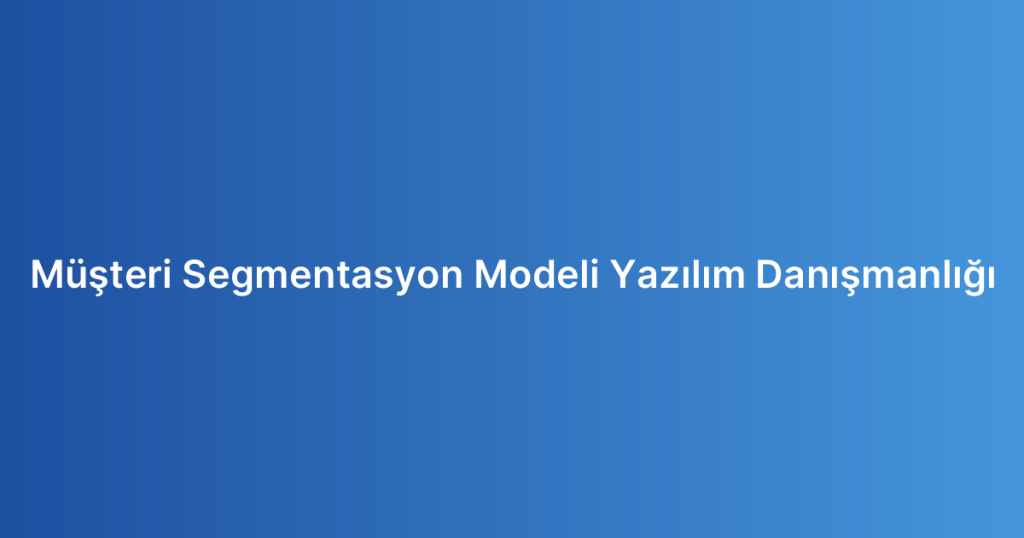 Müşteri Segmentasyon Modeli Yazılım Danışmanlığı