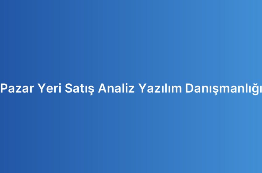 Pazar Yeri Satış Analiz Yazılım Danışmanlığı