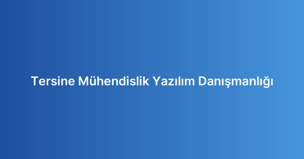 Tersine Mühendislik Yazılım Danışmanlığı