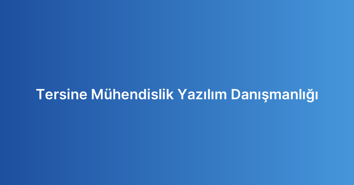 Tersine Mühendislik Yazılım Danışmanlığı