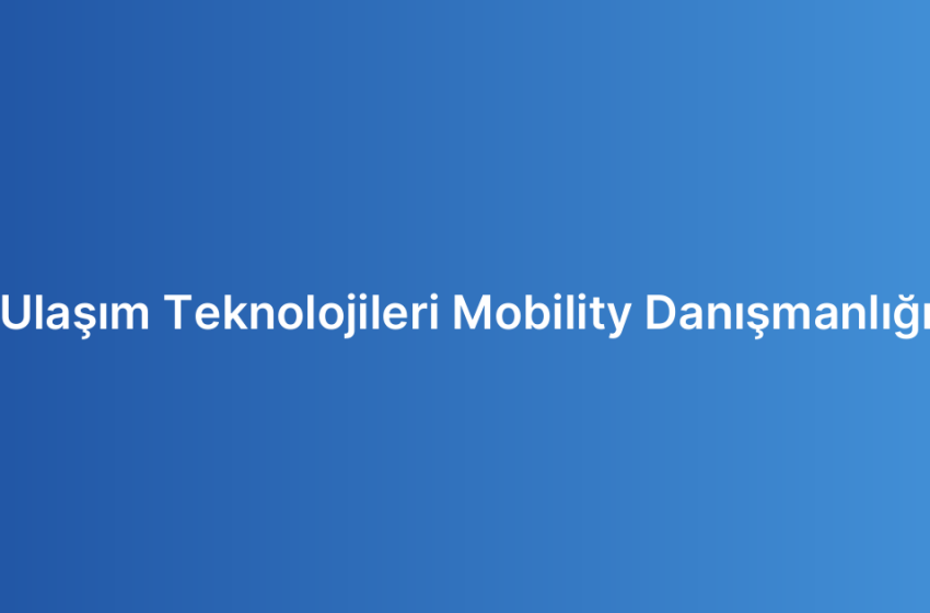 Ulaşım Teknolojileri Mobility Danışmanlığı
