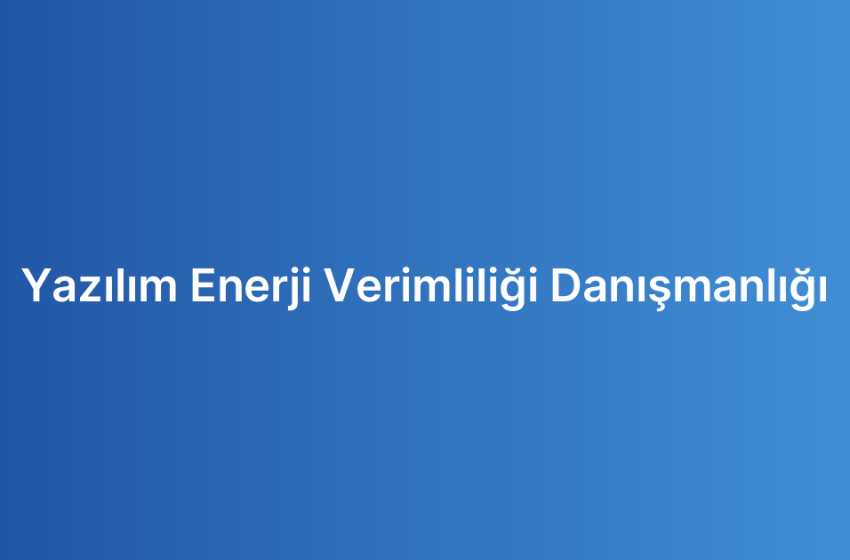 Yazılım Enerji Verimliliği Danışmanlığı