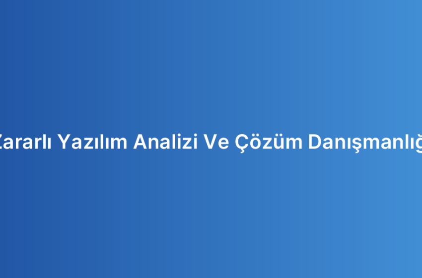 Zararlı Yazılım Analizi Ve Çözüm Danışmanlığı